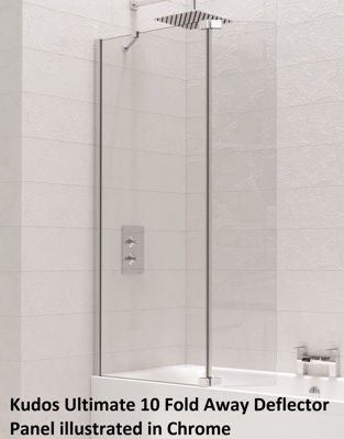 Kudos Ultimate10  Fold Away Bath Screen Deflector Panel (left hand) - Brushed Nickel