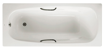 Roca Carla Single Ended Bath 1600 x 700mm 2TH Twin Grip With Anti-Slip (incl. feet and grips)
