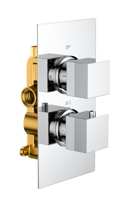 Bedgebury Single Outlet - Two Controls - Concealed Thermostatic Valve - Chrome 