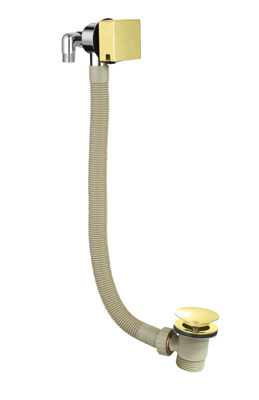 Square Bath Filler with Easy Clean Pop-Up Waste and Overflow - Brushed Brass
