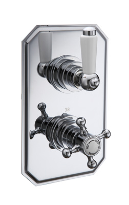 The Pantiles One Way Concealed Thermostatic Shower Valve - Chrome/White 