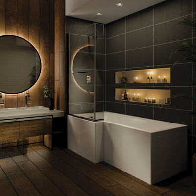 Artesan 1700mm Cube Solarna L Shower Bath Pack - Left Hand (incl. bath, front panel & screen)