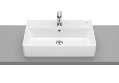 Roca The Gap 600 x 420mm 1 Tap Hole Square On-Countertop Basin - White