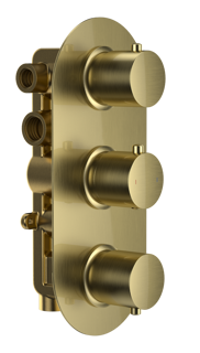 Bewl Triple Outlet - Three Controls - Concealed Thermostatic Valve - Brushed Brass 