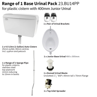 Base Range Of One - Plastic Cistern - 400mm Urinal Set