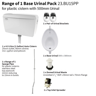 Base Range Of One - Plastic Cistern - 500mm Urinal Set