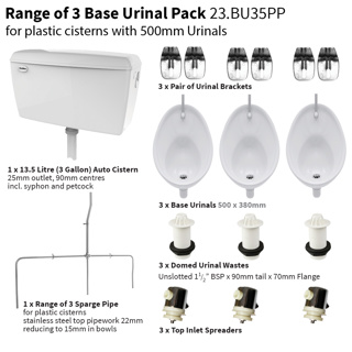 Base Range Of Three - Plastic Cistern - 500mm Urinal Set