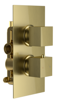 Bedgebury Single Outlet - Two Controls - Concealed Thermostatic Valve - Brushed Brass 