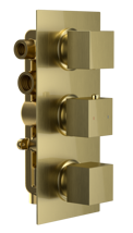 Bedgebury Triple Outlet - Three Controls - Concealed Thermostatic Valve - Brushed Brass 